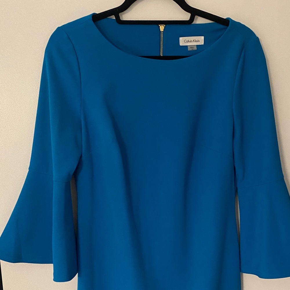 Calvin Klein Vibrant Blue Flare Sleeve Dress